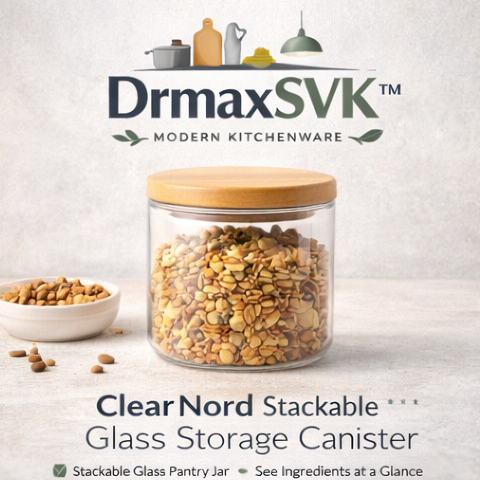 DrmaxSVK™ ClearNord Stackable Glass Storage Canister