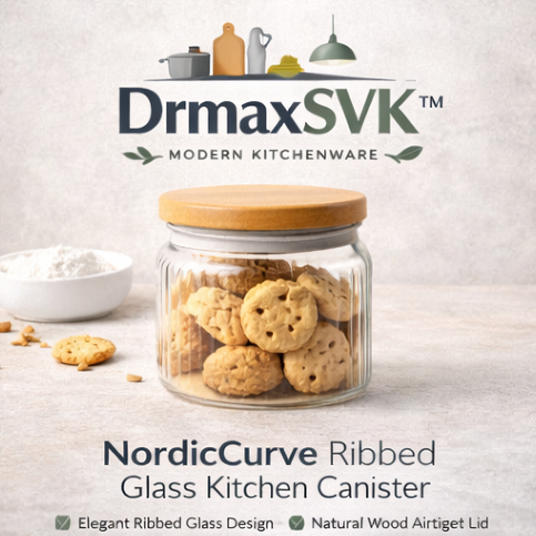 DrmaxSVK™ NordicCurve Ribbed Glass Kitchen Canister